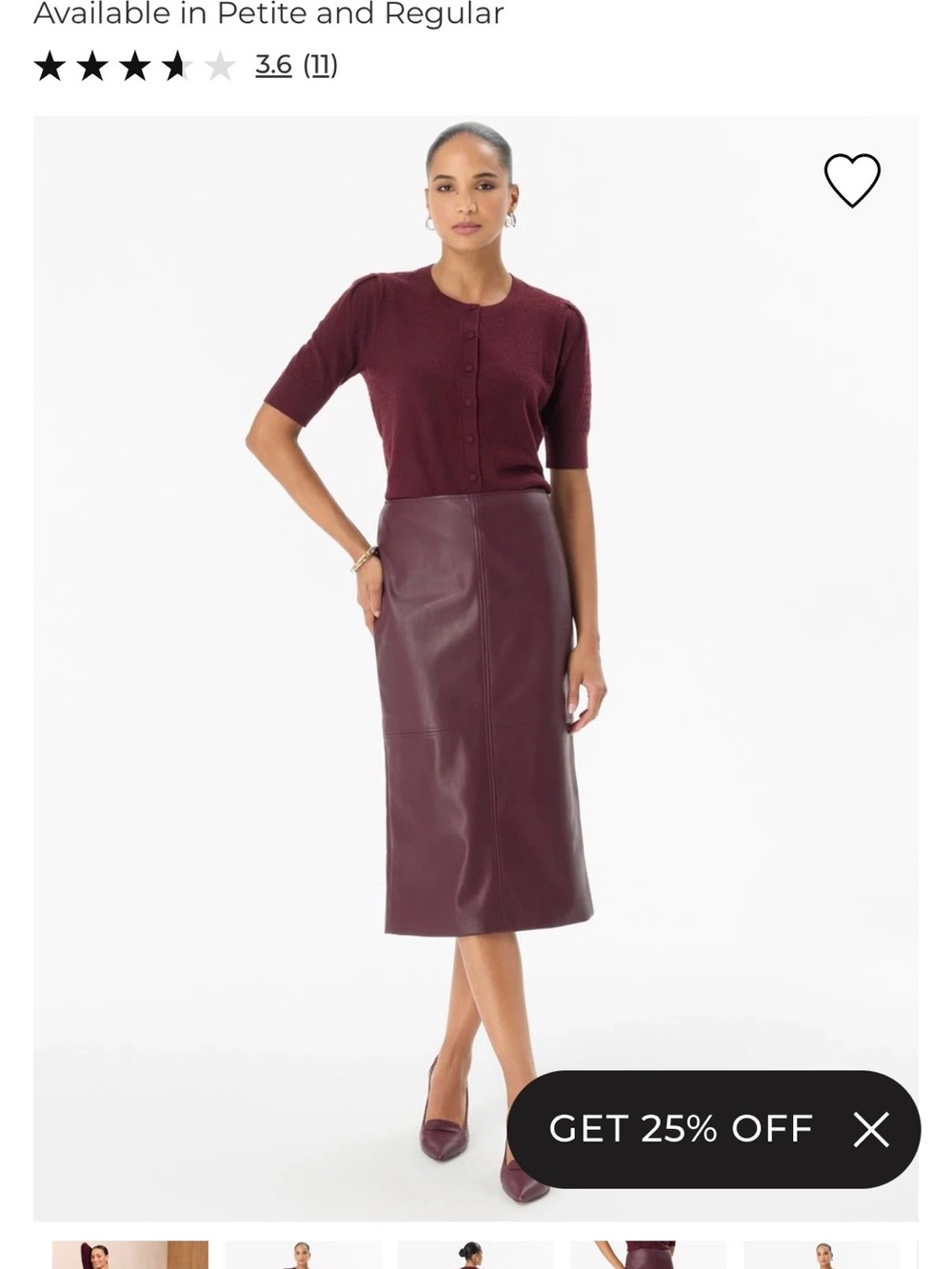 White House Black Market Fall 2026 Faux Leather Midi Pencil Skirt Port Burgundy